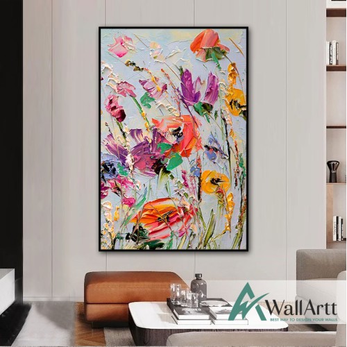 Flowers in the Wind 3D Heavy Textured Partial Oil Painting